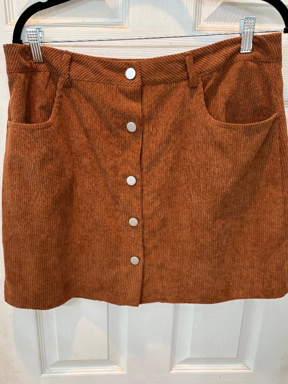 SHEIN Curve Brown Corduroy Button Front Mini Skirt High Waisted 1XL